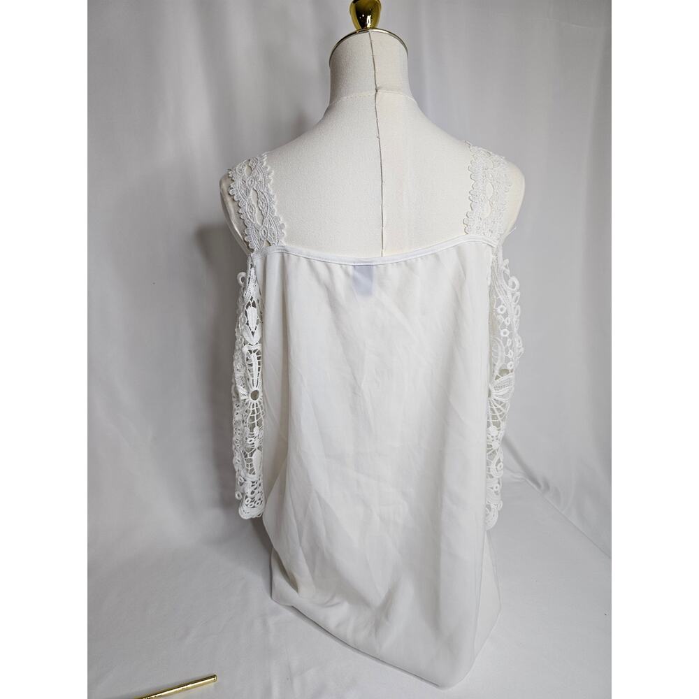 Shein Curve 1X Crochet Lace‎ Romantic Coquette Boho Top - Picture 5 of 8